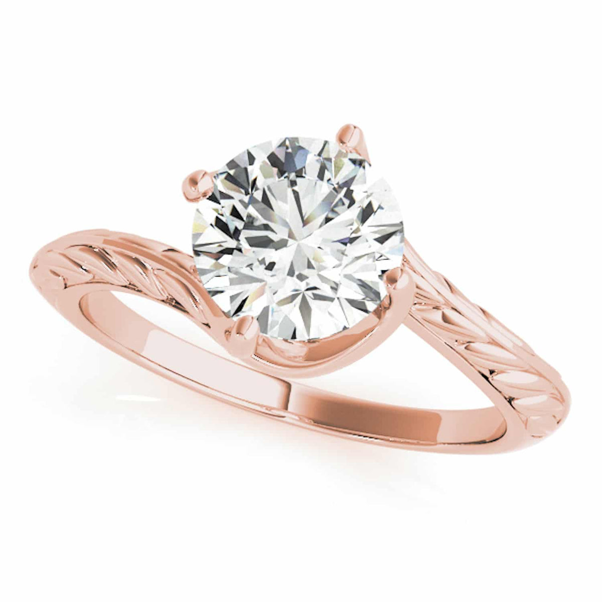 1Ct Real Moissanite 18K Rose Gold Solitaire Engagement Ring