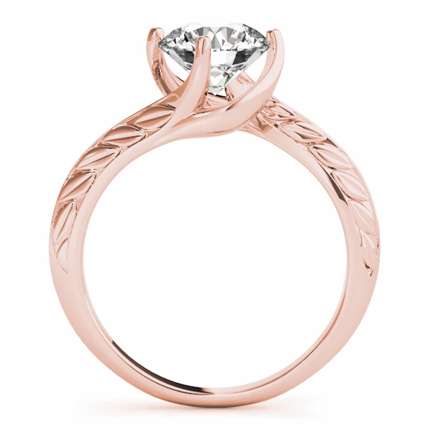 1Ct Real Moissanite 18K Gold Rose Solitaire Engagement Ring