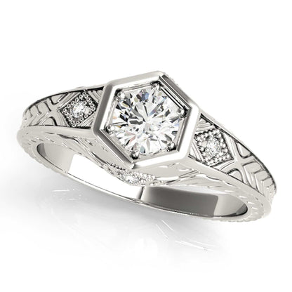 1.05CTW Real Diamond & Moissanite 18K Gold White Hexagon Engagement Ring