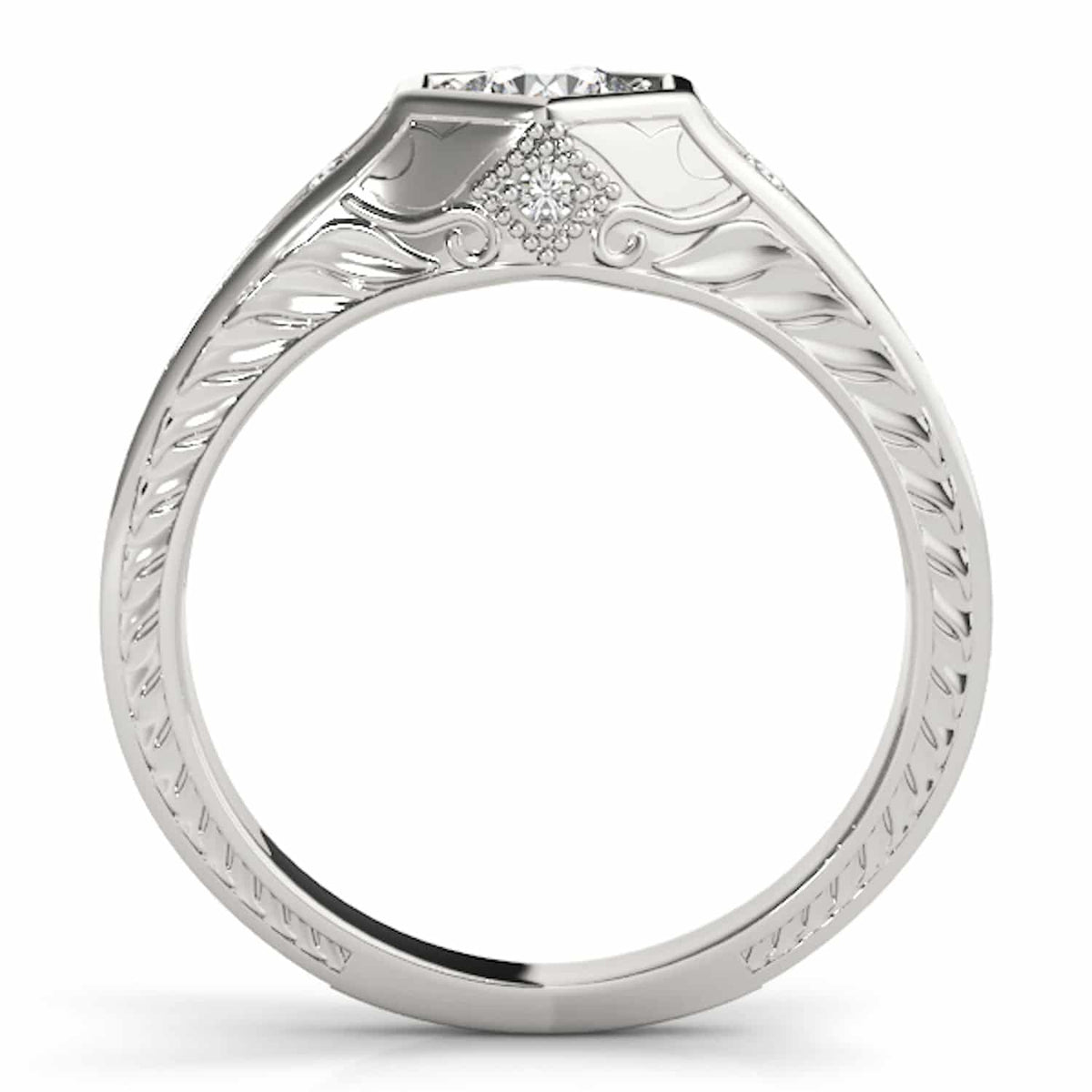 1.05CTW Natural Diamond & Moissanite 18K Gold White Hexagon Engagement Ring
