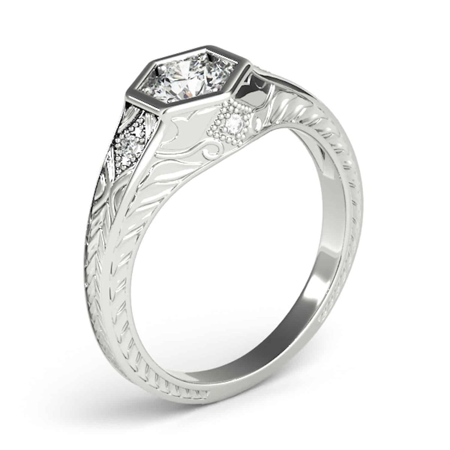 1.05CTW Real Diamond & Moissanite 18K Gold White Hexagon Engagement Ring