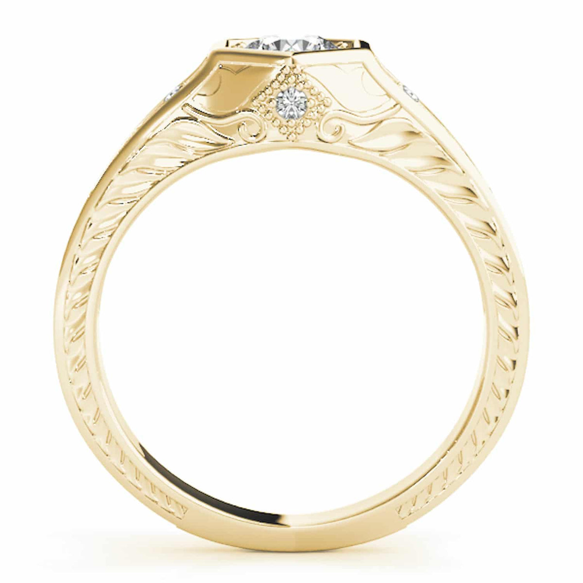 1.05CTW Natural Diamond & Moissanite 18K Gold Yellow Hexagon Engagement Ring