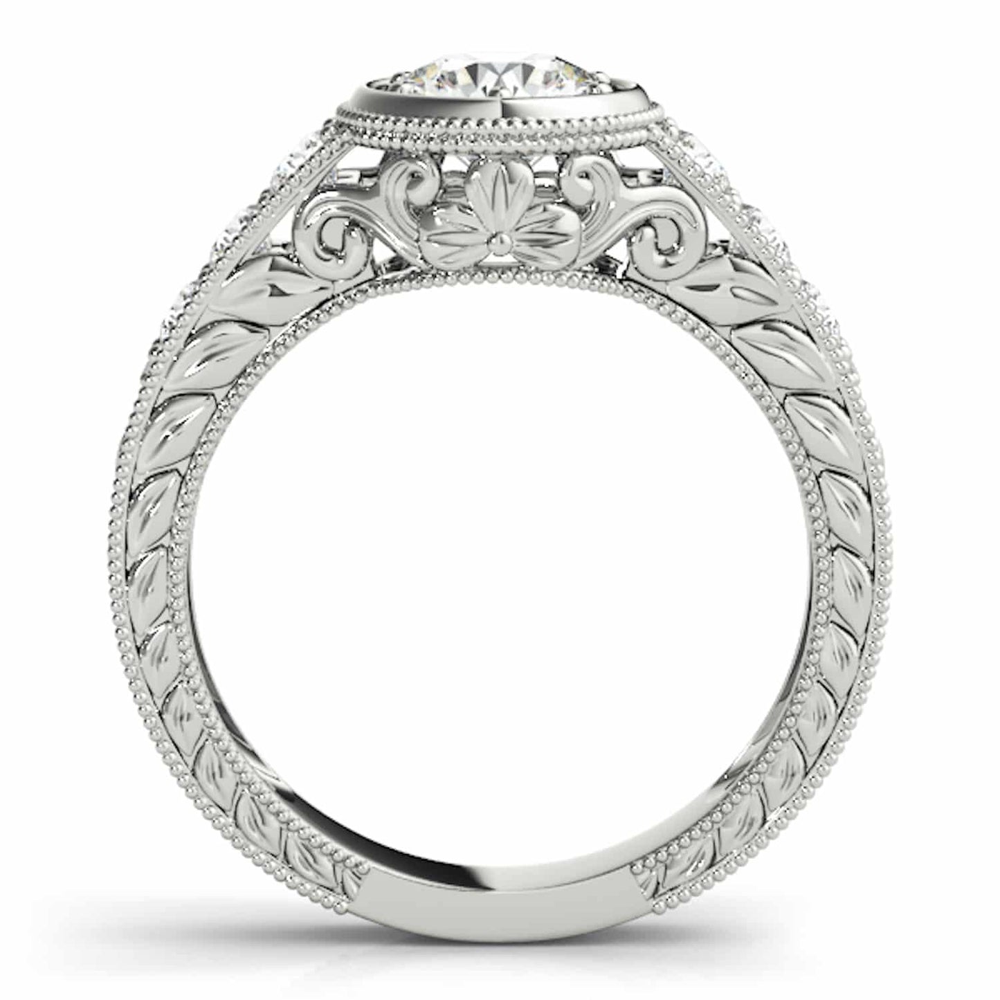 1.40CTW Real Diamond & Moissanite 18K Gold White Bezel Engagement Ring