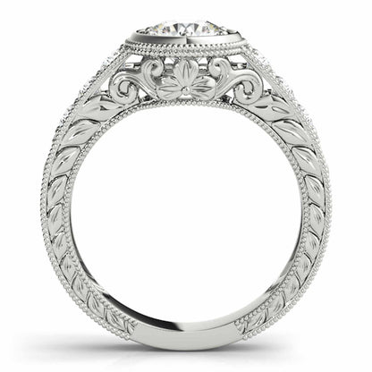 1.40CTW Real Diamond & Moissanite 18K Gold White Bezel Engagement Ring