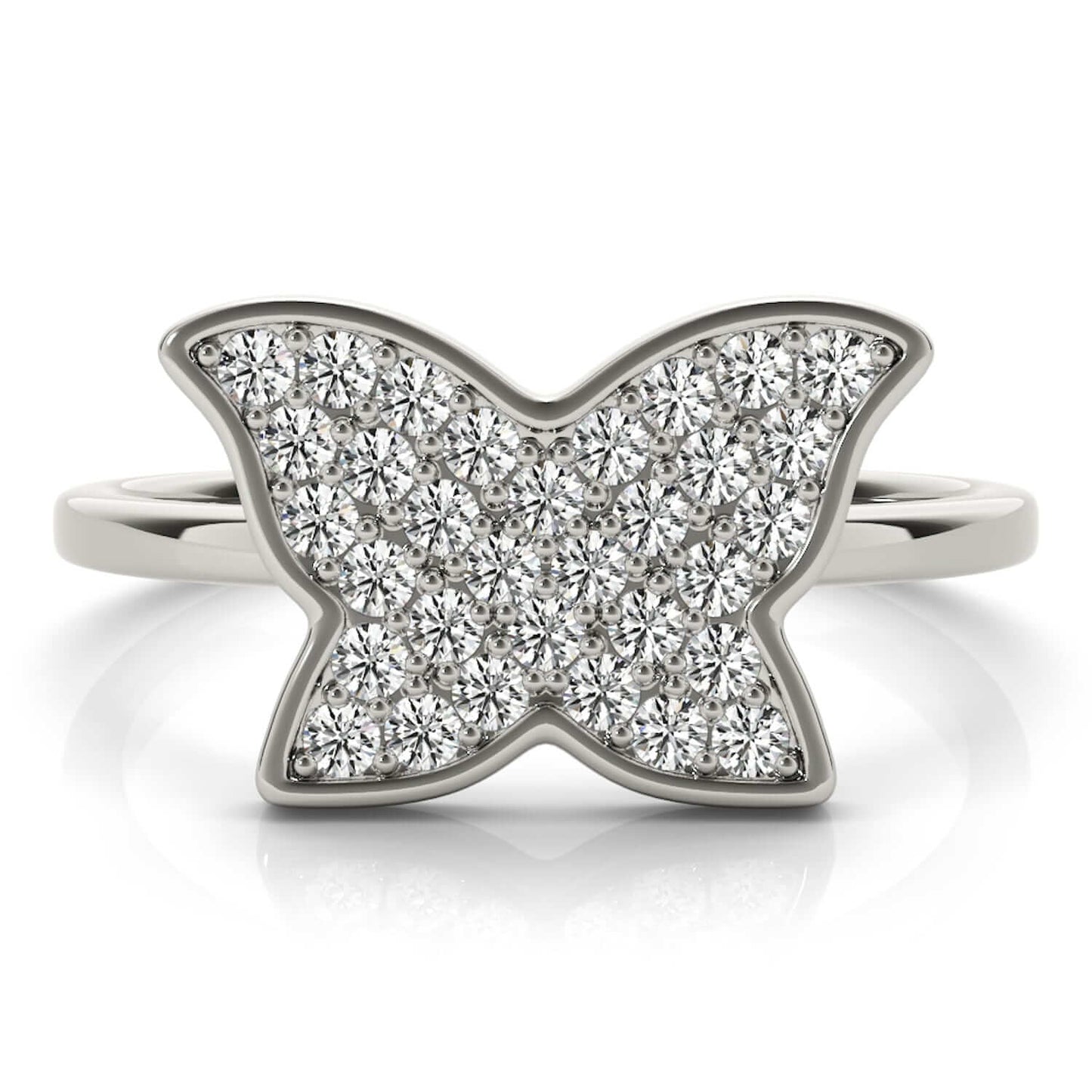 14K White Gold 0.35CT. TW Natural Diamonds Butterfly Cocktail Ring