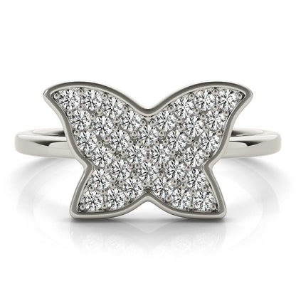 14K White Gold 0.35CT. TW Natural Diamonds Butterfly Cocktail Ring