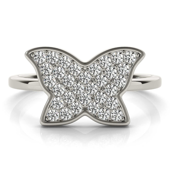 14K White Gold 0.35CT. TW Natural Diamonds Butterfly Cocktail Ring