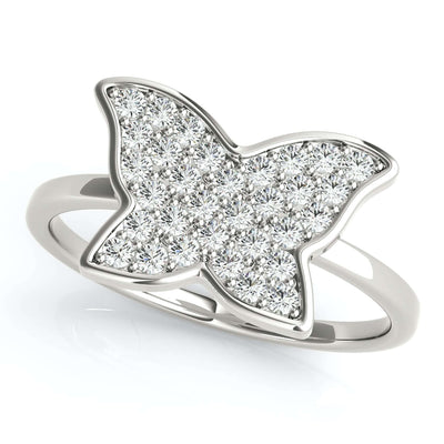 14K White Gold 0.35CT. TW Natural Diamonds Butterfly Cocktail Ring