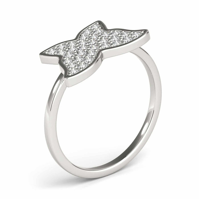14K White Gold 0.35CT. TW Natural Diamonds Butterfly Cocktail Ring