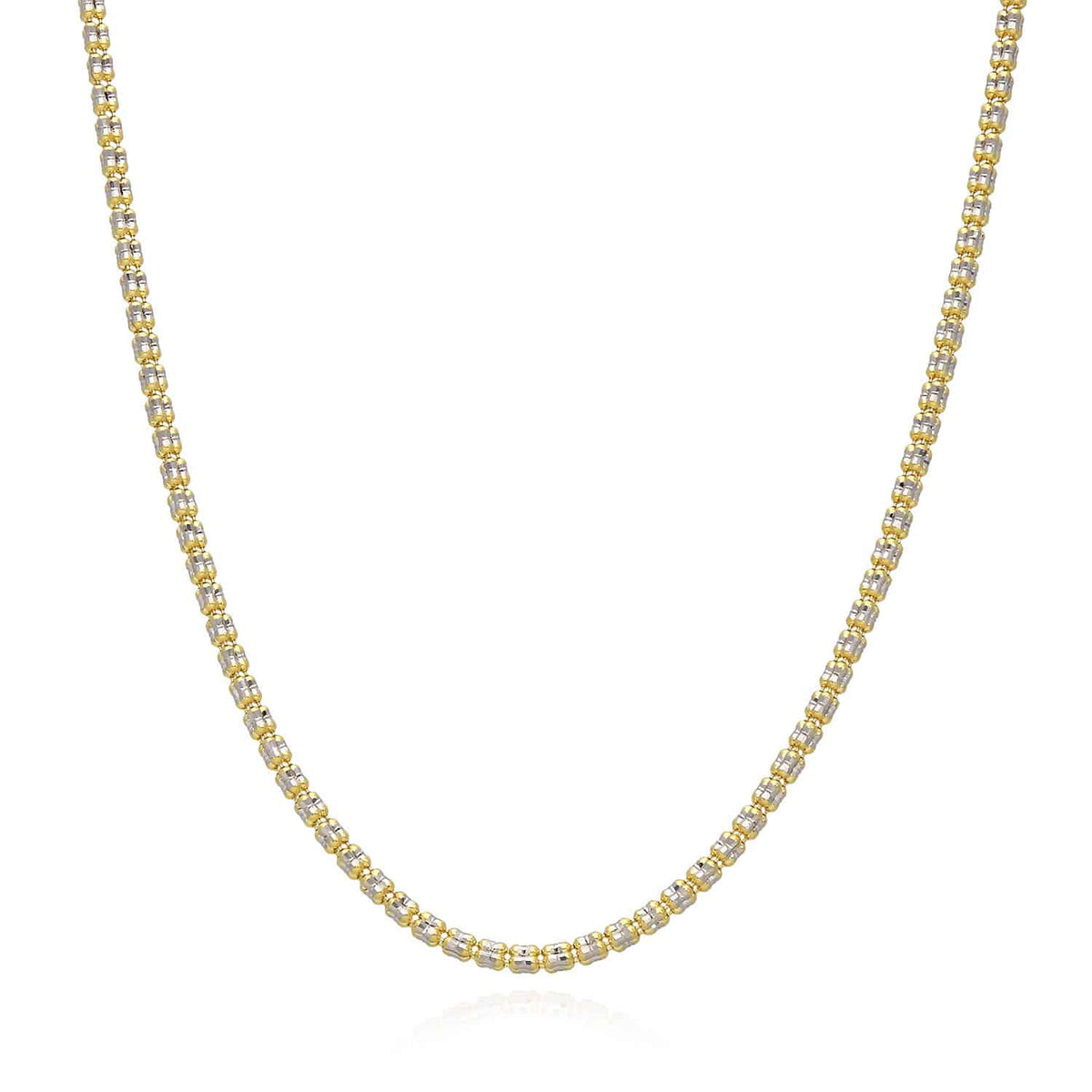 14K Yellow Gold 2.5mm Diamond-Cut Ice Pavé Mesh Chain (Solid Links) 16"-24"