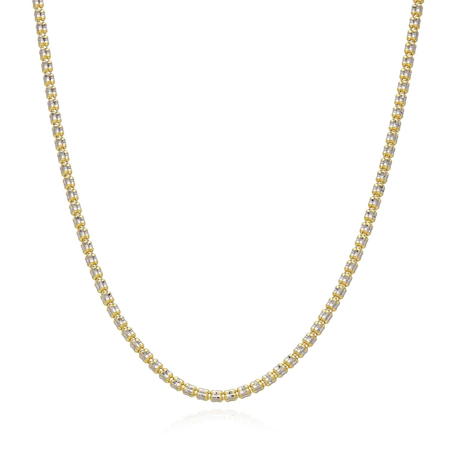 14K Yellow Gold 2.5mm Diamond-Cut Ice Pave Mesh Chain Necklace 16"-24"