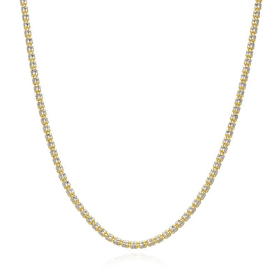 14K Yellow Gold 2.5mm Diamond-Cut Ice Pavé Mesh Chain (Solid Links) 16"-24"