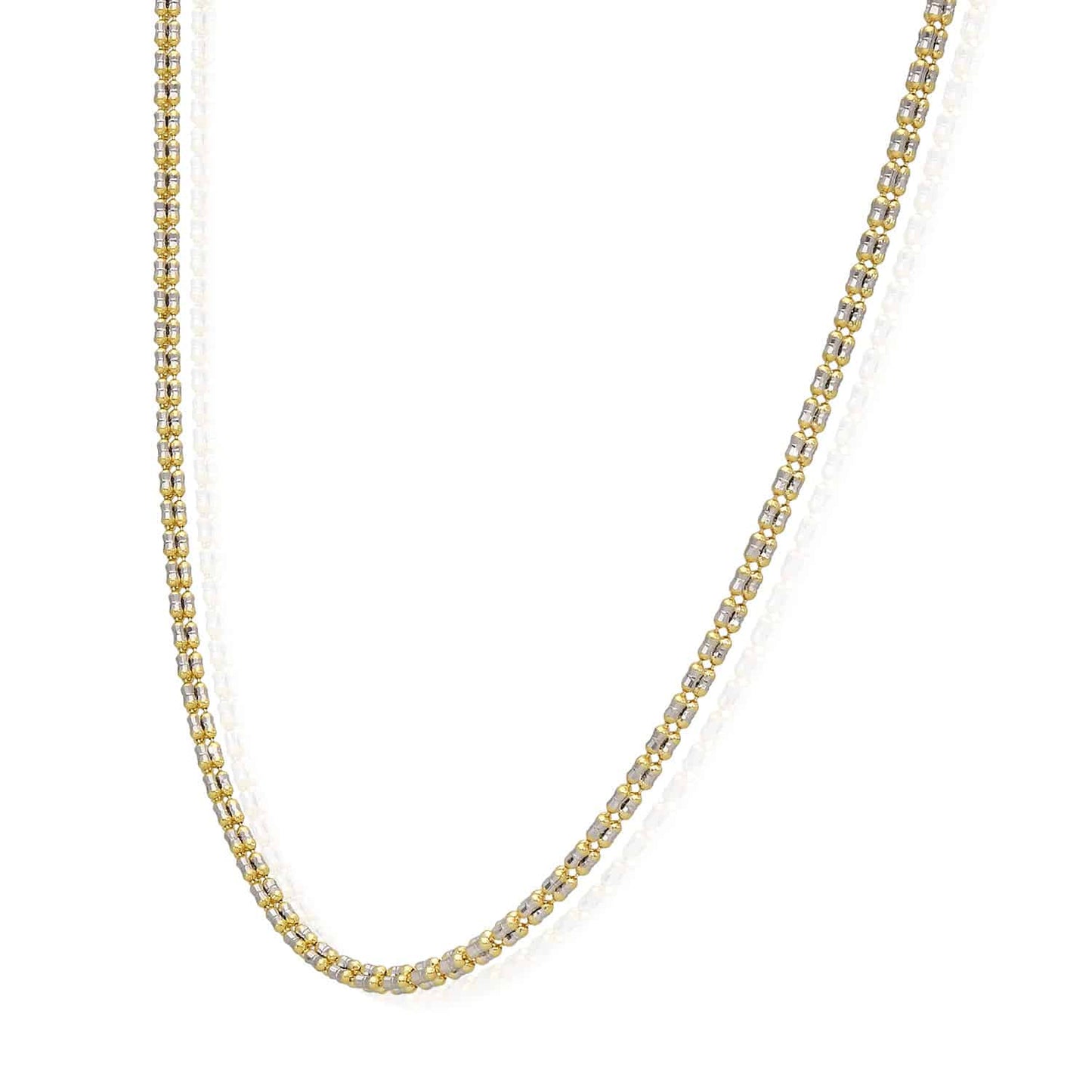 14K Yellow Gold 2.5mm Diamond-Cut Ice Pave Mesh Chain Necklace 16"-24"