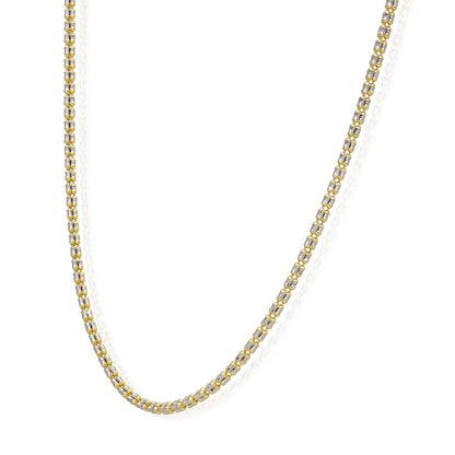 14K Yellow Gold 2.5mm Diamond-Cut Ice Pave Mesh Chain Necklace 16"-24"