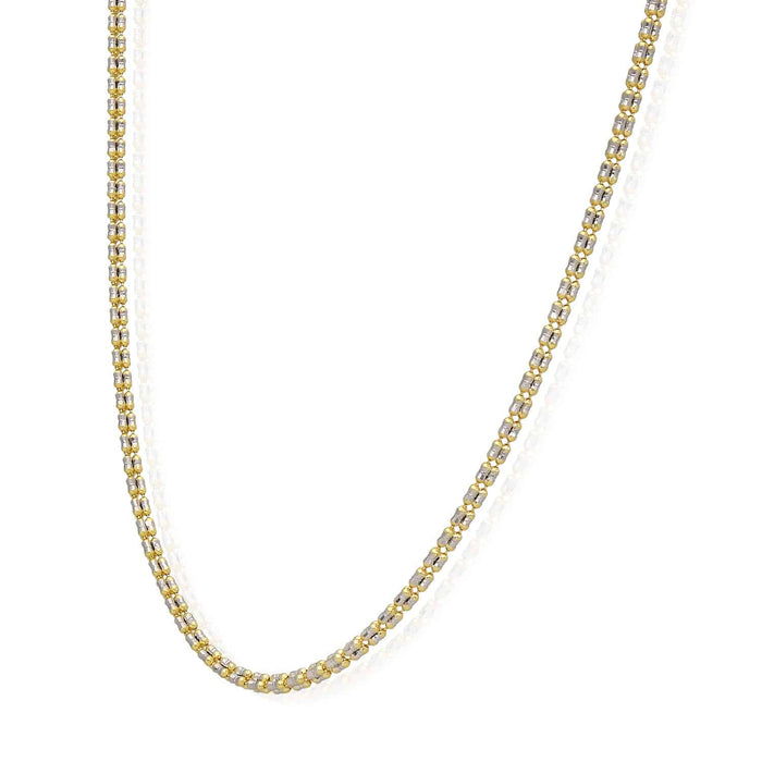 14K Yellow Gold 2.5mm Diamond-Cut Ice Pavé Mesh Chain (Solid Links) 16"-24"