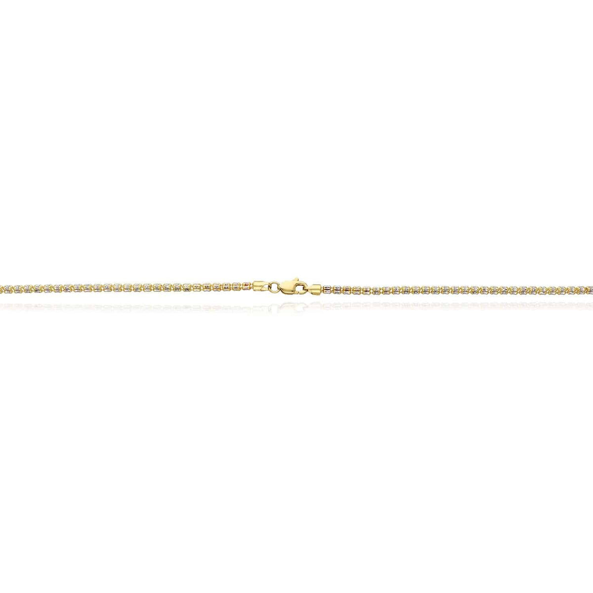 14K Yellow Gold 2.5mm Diamond-Cut Ice Pavé Mesh Chain (Solid Links) 16"-24"