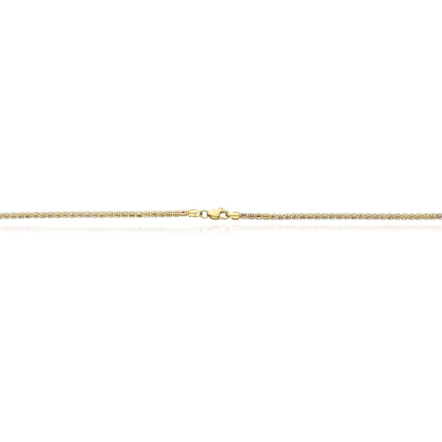 14K Yellow Gold 2.5mm Diamond-Cut Ice Pave Mesh Chain Necklace 16"-24"