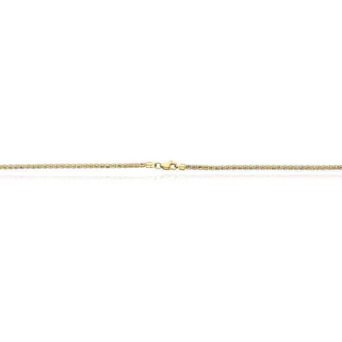 14K Yellow Gold 2.5mm Diamond-Cut Ice Pavé Mesh Chain (Solid Links) 16"-24"