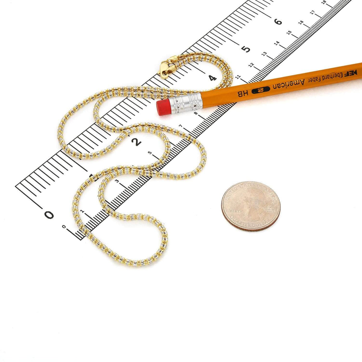 14K Yellow Gold 2.5mm Diamond-Cut Ice Pavé Mesh Chain (Solid Links) 16"-24"