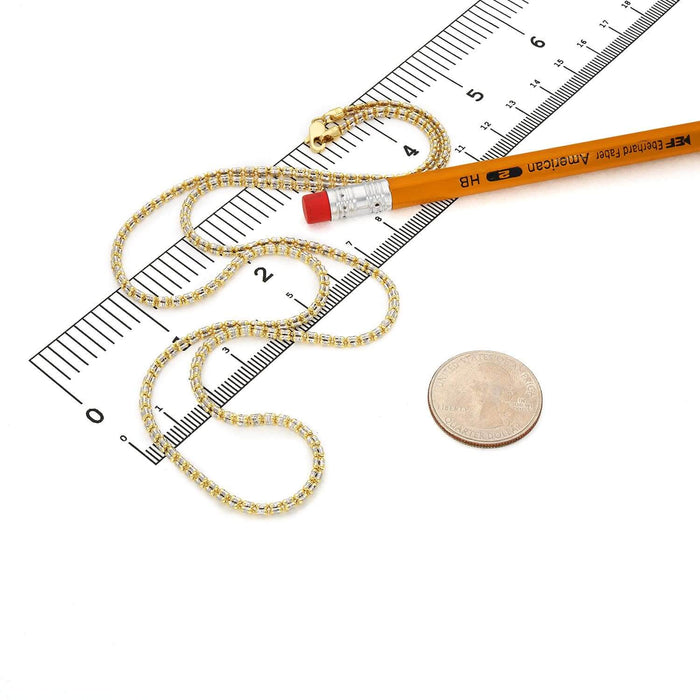 14K Yellow Gold 2.5mm Diamond-Cut Ice Pavé Mesh Chain (Solid Links) 16"-24"