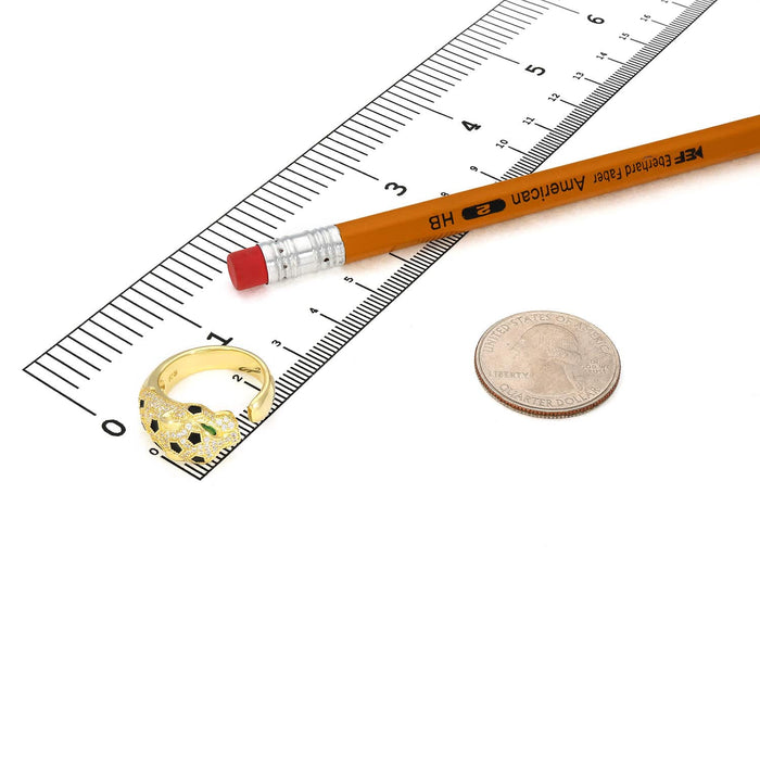 1.30CTW CZ 18k Gold Over Silver Emerald Eyes Panther Open Ring