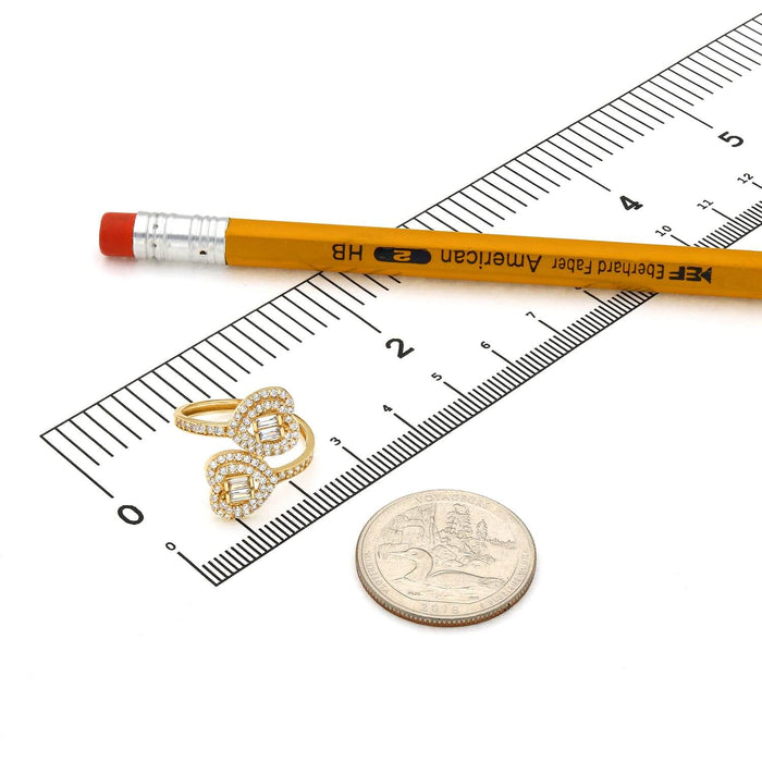 14K Yellow Gold 1.10CTW CZ Dual Heart Band Split Cocktail Ring