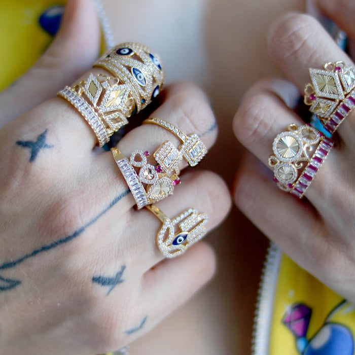 1.10CTW CZ 14K Yellow Gold Baguette Cuff Cocktail Wrap Ring