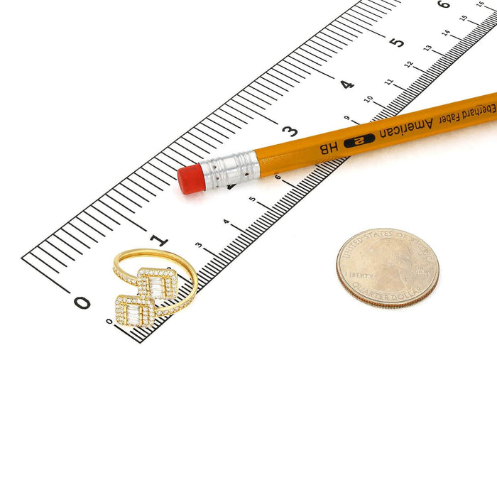 1.10CTW CZ 14K Yellow Gold Baguette Cuff Cocktail Wrap Ring