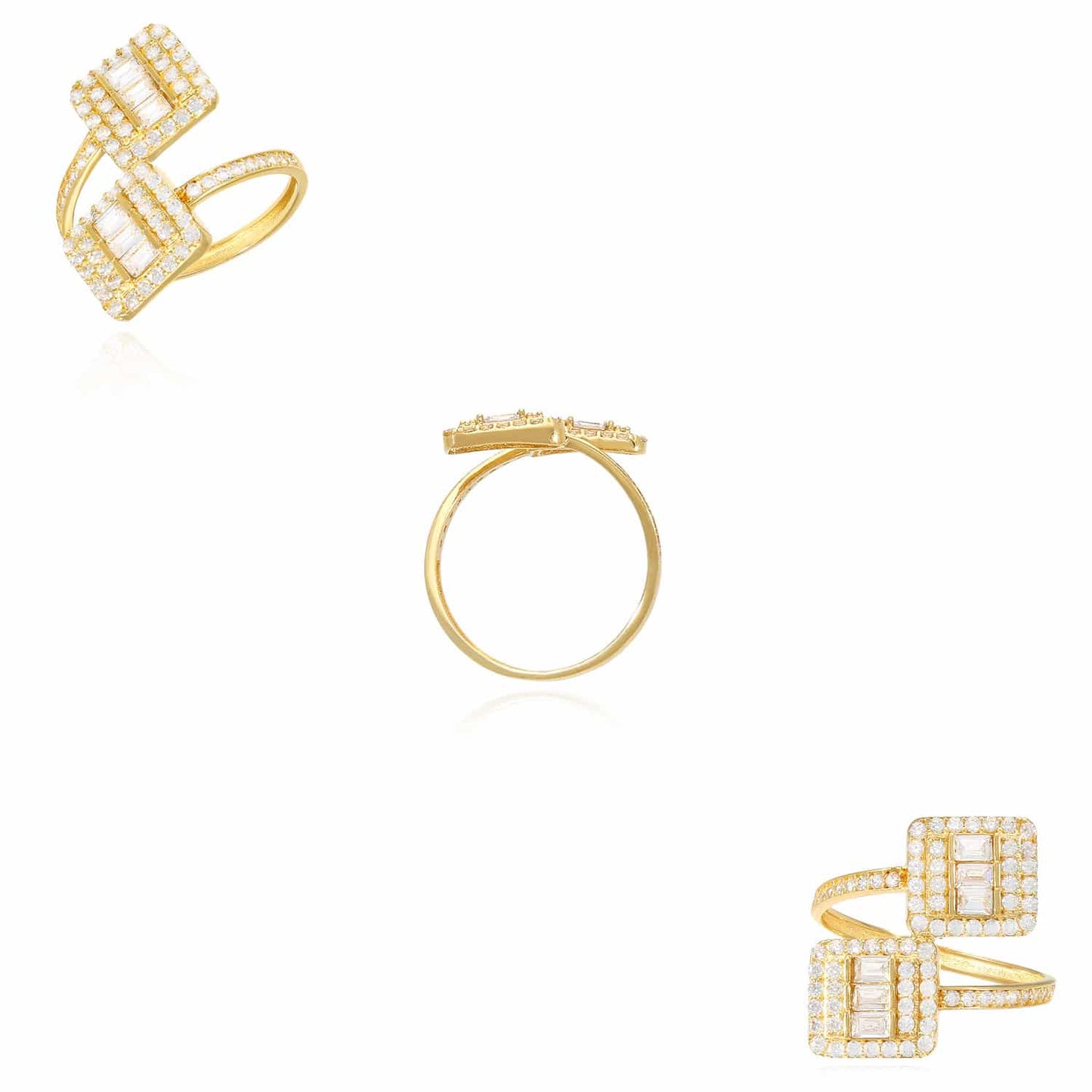 1.75CTW Simulated Baguette Diamonds 14K Gold Yellow Cuff Wrap Ring