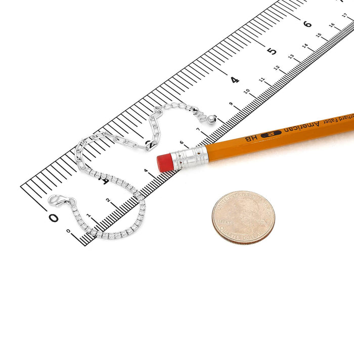 18K Yellow Gold Over Sterling Silver CZ Paperclip Tennis Bracelet 6.5"-7.5" Adjustable