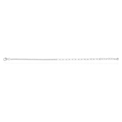 18K Gold Over Silver CZ Paperclip Tennis Bracelet 6.5-7.5" Adjus.
