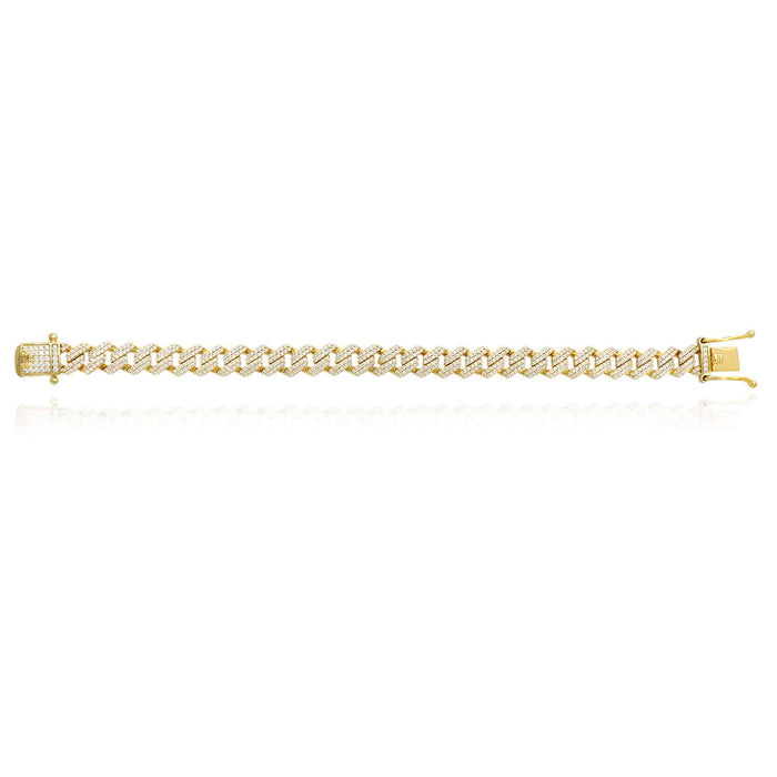 18K Yellow Gold Over Silver 8.5mm Miami Cuban CZ Bracelet (Solid Links) 7"-9"