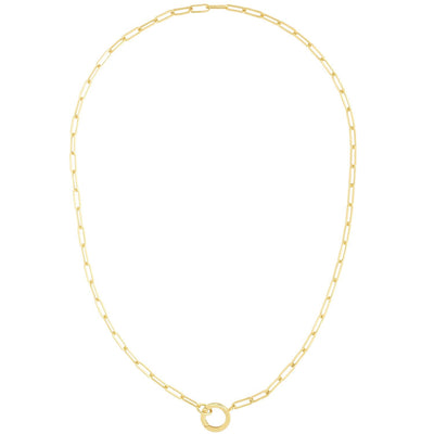 14K Yellow Gold 3.2mm Paperclip Round Front-Facing Invisible Clasp Necklace (Hollow) 18"