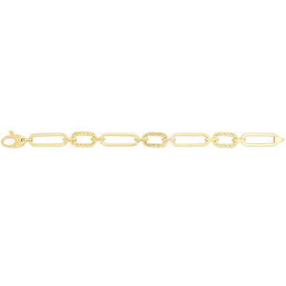 14K Gold Yellow Large Fancy Woven Paperclip Bracelet 7.5"