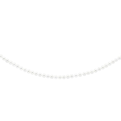 14K Gold 7.0mm White Cultured Pearl Strand Necklace (Solid Links) 16"-20"