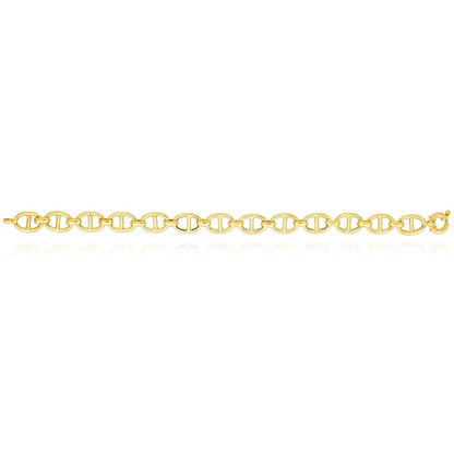 14K Real Gold Yellow 9mm Anchor Mariner Bracelet 7.5"