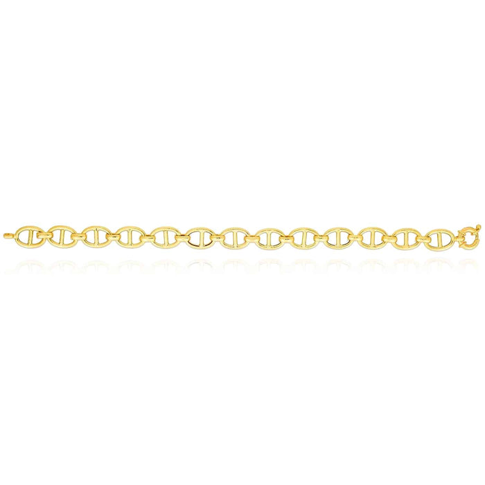 14K Yellow Gold 9mm Anchor Mariner Bracelet (Hollow) 7.5"