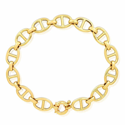 14K Yellow Gold 9mm Anchor Mariner Bracelet (Hollow) 7.5"