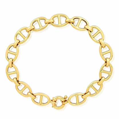 14K Real Gold Yellow 9mm Anchor Mariner Bracelet 7.5"