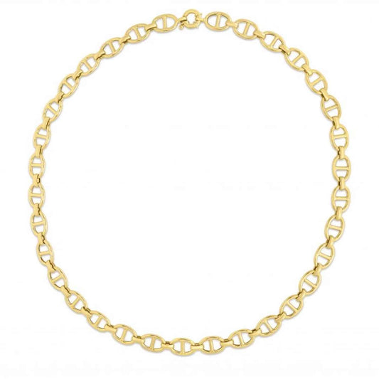 14K Yellow Gold 9mm Hollow Anchor Mariner Necklace 18"
