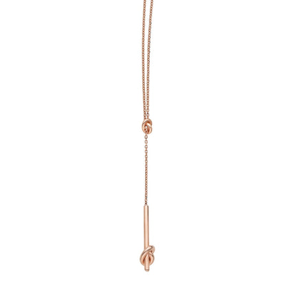 14K Yellow White Rose Gold Love Knot Pendant Lariat Cable Chain Necklace 17"
