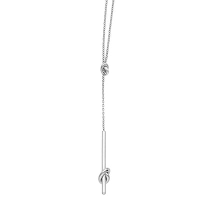 14K Yellow White Rose Gold Love Knot Pendant Lariat Cable Chain Necklace 17"
