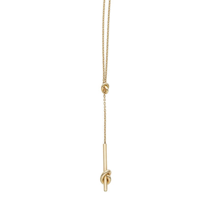 14K Yellow White Rose Gold Love Knot Pendant Lariat Cable Chain Necklace 17"