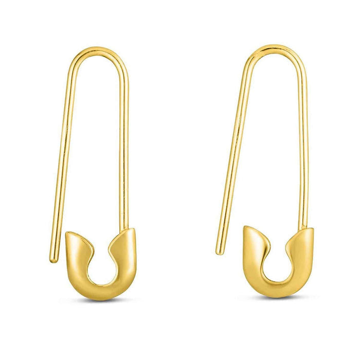 14K Yellow Gold Safety Pin Earrings