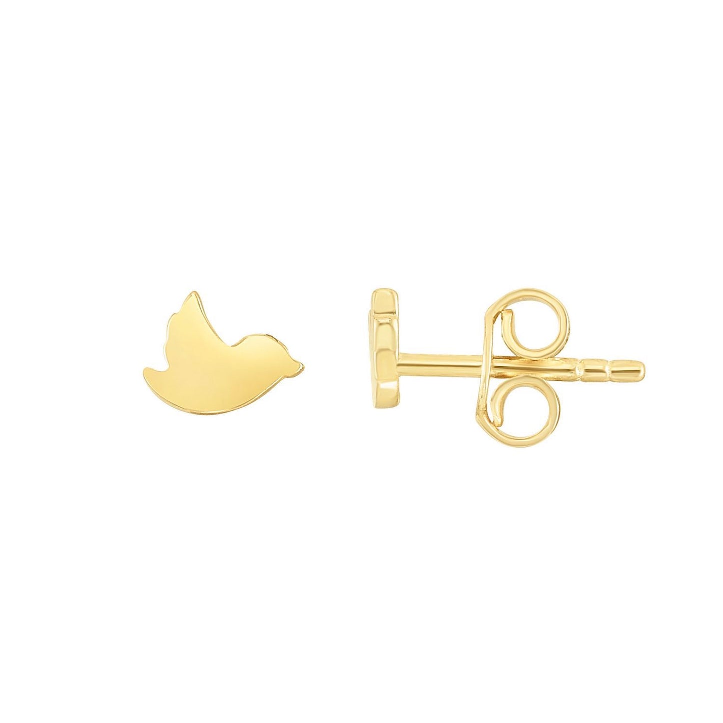14K Yellow Gold Mini Dove Stud Earrings 5mm