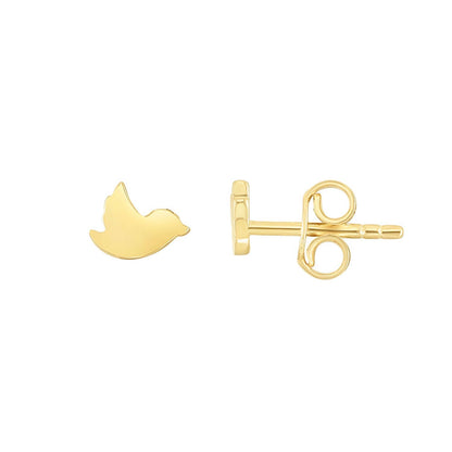 14K Yellow Gold Mini Dove Stud Earrings 5mm