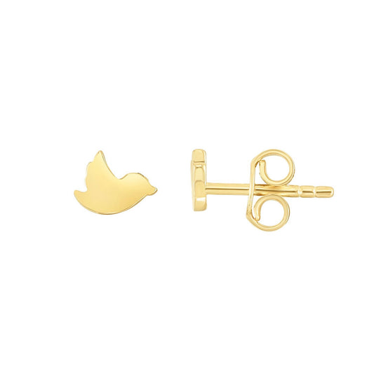 14K Yellow Gold Mini Dove Stud Earrings 5mm