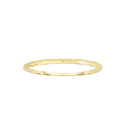 14K Real Gold Yellow 1.4mm Bamboo Stackable Band Ring