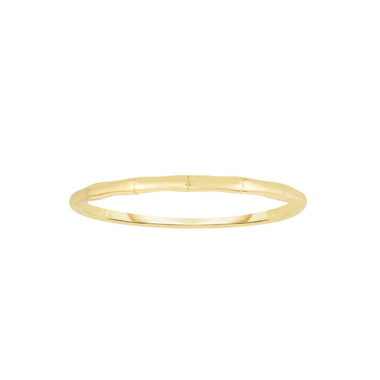 14K Real Gold Yellow 1.4mm Bamboo Stackable Band Ring