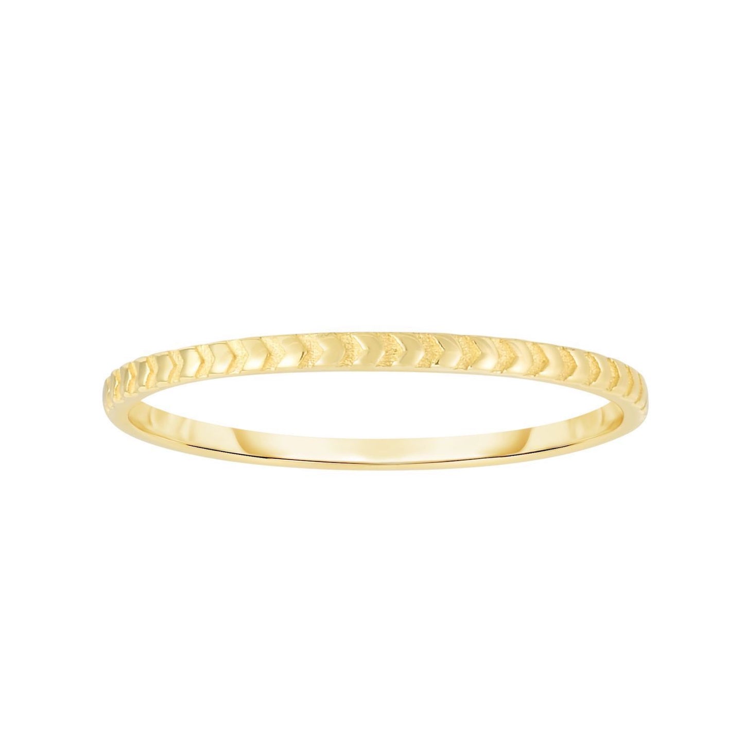 14K Real Gold Yellow Arrows Stackable Band Ring